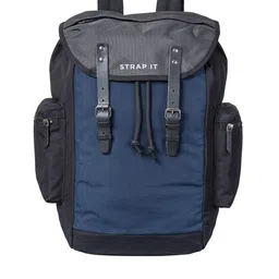 STRAP IT Unisex Blue & Grey Contrast Detail Laptop Backpack With Shoe Pocket-16