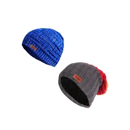Knotyy Unisex Pack Of 2 Self Design Acrylic Beanies-image-22