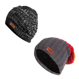 Knotyy Unisex Pack of 2 Grey & Red Beanie-image-35