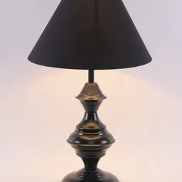 Devansh Black Iron Traditional Bedside Standard Table with Shade image 4