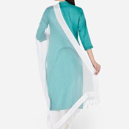Dupatta Bazaar White Solid Organza Dupatta image 5