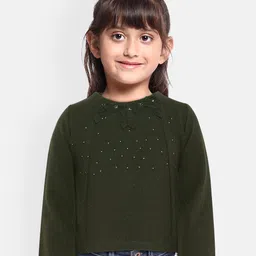Peppermint Girls Olive Green Embellished Top-picture-30