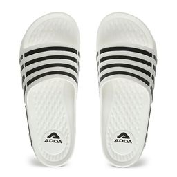Adda Men White & Black Striped Sliders-image-48