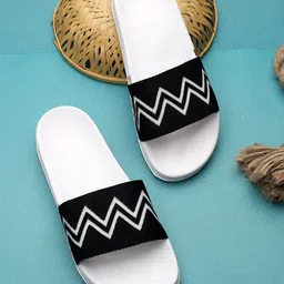 Pampy Angel Men White & Black Printed Rubber Sliders-picture-25