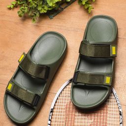 HRX by Hrithik Roshan Men Olive Green Rubber Sliders-47