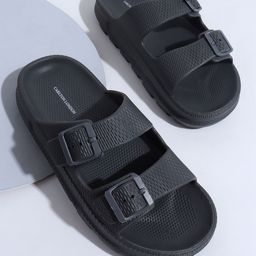 Carlton London Men Grey Rubber Sliders-image-62