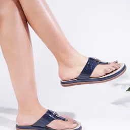 SHUZ TOUCH Textured T-Straps Flats-63