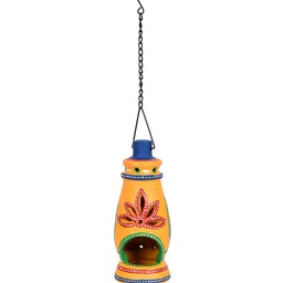 AAKRITI ART CREATIONS Yellow Terracotta Printed Hanging Tea light-image-6