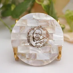 HOMEARTE Off White GURU JEE Mother of Pearl with Metal Holder Religious Idol Showpiece-image-57