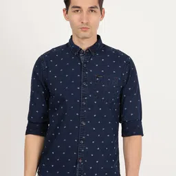 Wrangler Men Floral Printed Button-Down Collar Slim Fit Cotton Casual Shirt-picture-12
