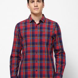 Wrangler Men Red Slim Fit Tartan Checks Checked Casual Shirt-image-27