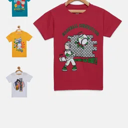 dongli Boys Pack of 4 Printed Round Neck T-shirt-11