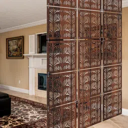 RANDOM Room Divider Brown 12 Pieces Ethnic Motifs Wood Window Blinds-image-92