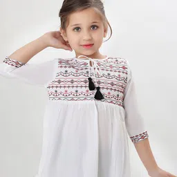 BAESD Kids-Girls Tie-Up Neck Longline Opaque  A-Line Top-image-81