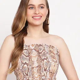 TAG 7 Beige Animal Print Tube Crop Top-image-84