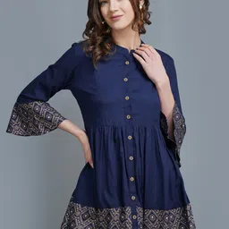 MALANDRO Ethnic Motif Printed Bell Sleeve A-Line Kurti-picture-8
