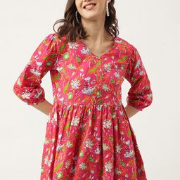 Divena Floral Printed V-Neck Cotton Peplum Top-image-27