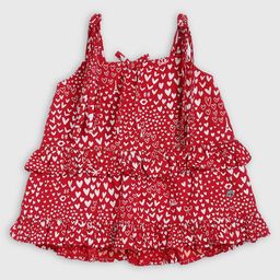 Elle Girls Red Printed A-line Top-44
