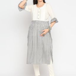 Mom For Sure by Ketki Dalal Striped Pure Cotton A-Line Maternity Kurta-image-31