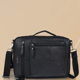CIMONI Unisex Textured Zip Detail Leather Sling Bag-3