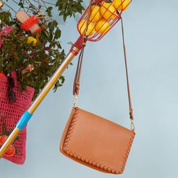 Accessorize London Faux Leather Textured Structured Whipstitch Sling Bag-image-5