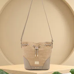 Caprese Textured Structured Jute Sling Bag-12