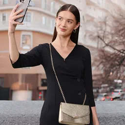 Lino Perros Gold-Toned Shimmery Sling Bag-55
