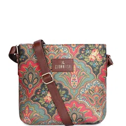 THE CLOWNFISH Floral Printed Structured Sling Bag-18