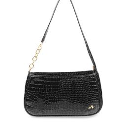 Metro Black Animal Textured Structured Shoulder Bag-16