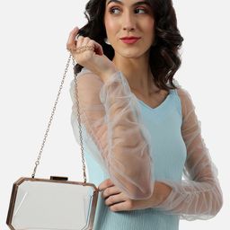 HAUTE SAUCE by Campus Sutra Transparent PU Shopper Sling Bag-image-0