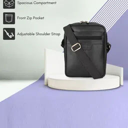 THE CLOWNFISH Black Structured Sling Bag image 4