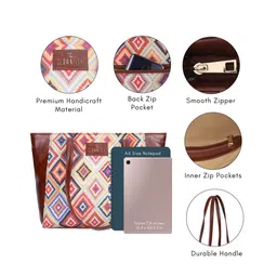 THE CLOWNFISH Geometric Printed Structured Tote Bag image 3
