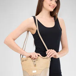 Caprese Textured Structured Jute Sling Bag image 4