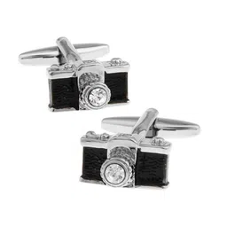 The Tie Hub Black & Silver-Toned Quirky Cufflink-image-90