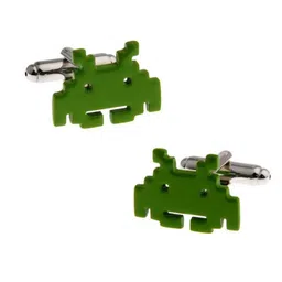 The Tie Hub Green & Silver-Toned Quirky Cufflink-image-83