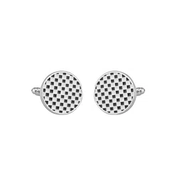 PELUCHE Black & Silver-Toned Cufflink-image-55