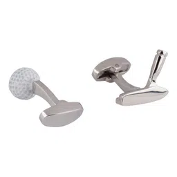The Tie Hub Silver-Toned Geometric Cufflinks-image-70