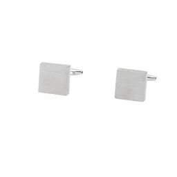 The Tie Hub Silver-Toned Textured Geometric Cufflinks-image-35