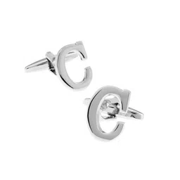 The Tie Hub Silver-Toned Alphabet Cufflinks-image-62