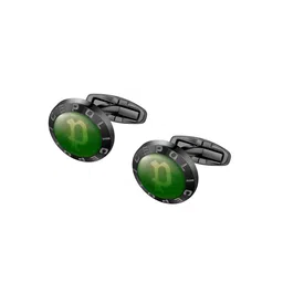 Police Men Silver-Plated Printed Round Cufflink-27