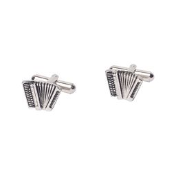 The Tie Hub Silver-Toned & Black Quirky Cufflinks-image-56