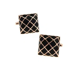 The Tie Hub Black & Gold-Toned Cufflinks-image-94