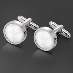 Peora Men 316L Stainless Steel Silver-Plated Printed Cufflink-36