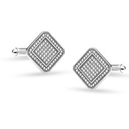 LeCalla Silver-Toned & White Geometric Cufflink-image-75