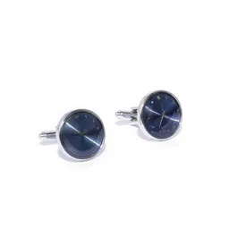 YouBella Navy Blue & Gold-Toned Silver-Plated Clock Shaped Cufflinks-image-52