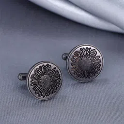 COSA NOSTRAA Men Round Sunflower Glitter Cufflinks-image-80
