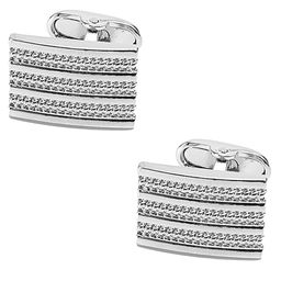 Peora Silver Plated Textured Rectangle Shape Cufflink image 4