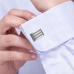 Peora Silver Plated Textured Rectangle Shape Cufflink image 5