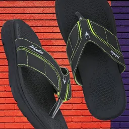 HIROLAS Men Black & Green Thong Flip-Flops-picture-52