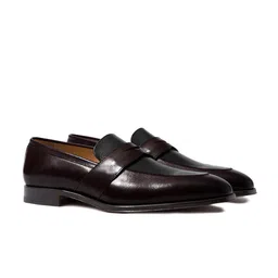 Rapawalk Burgundy & Black Handcrafted Standard Width Leather Slip-Ons-image-71